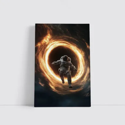Astronaut Falling Into Glowing Black Hole