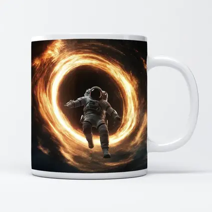 Astronaut Falling Into Glowing Black Hole