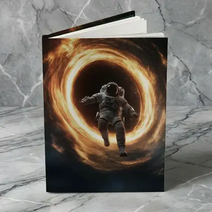 Astronaut Falling Into Glowing Black Hole