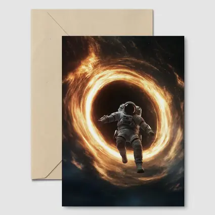 Astronaut Falling Into Glowing Black Hole