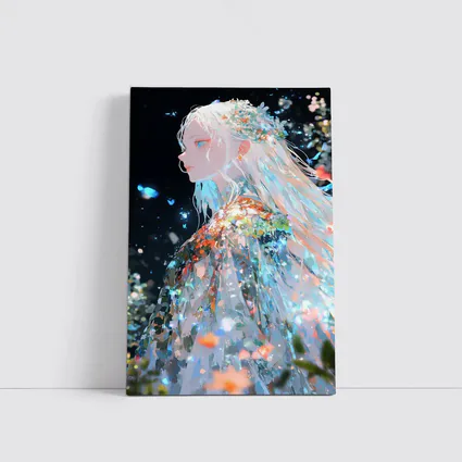 Anime Girl Floral Dress Dark Fantasy Art