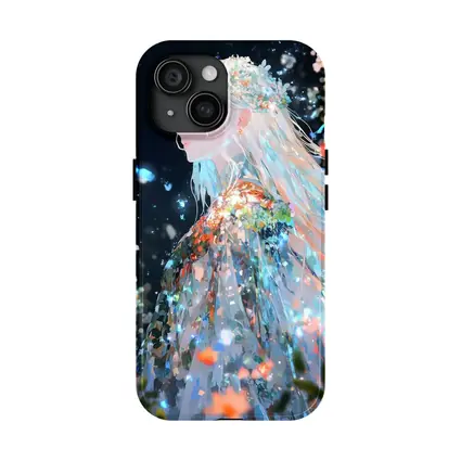Anime Girl Floral Dress Dark Fantasy Art