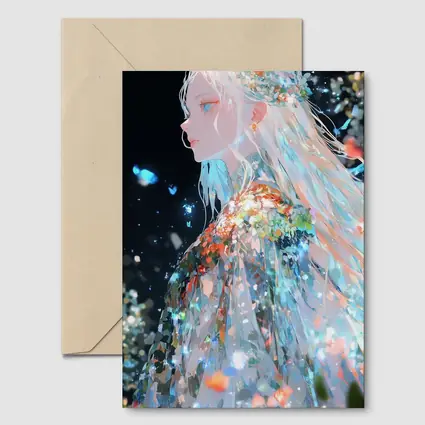 Anime Girl Floral Dress Dark Fantasy Art