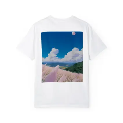 Anime Pink Grass Field Blue Sky