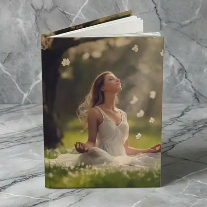 Woman Meditating Under Cherry Blossom Tree