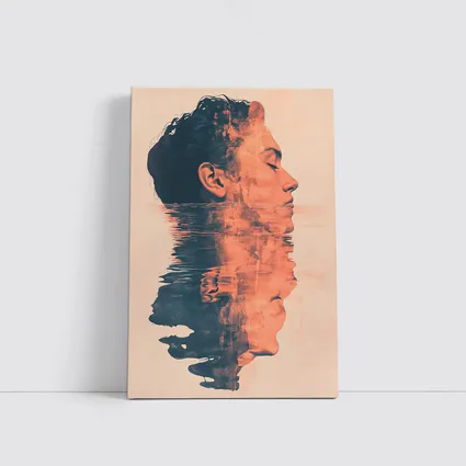 Double Exposure Man Portrait Water Reflection