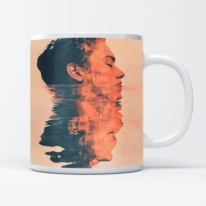 Double Exposure Man Portrait Water Reflection