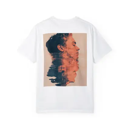 Double Exposure Man Portrait Water Reflection