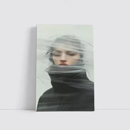 Woman Wrapped in Plastic Minimalist Portrait