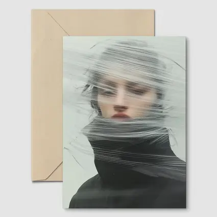 Woman Wrapped in Plastic Minimalist Portrait