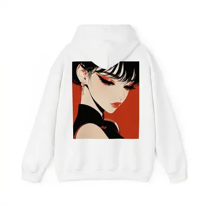 Anime Girl Red Background Bold Makeup