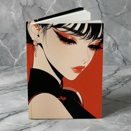 Anime Girl Red Background Bold Makeup