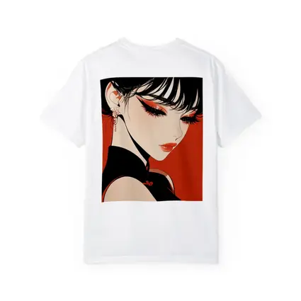 Anime Girl Red Background Bold Makeup