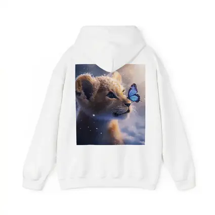 Lion Cub With Blue Butterfly In Snow