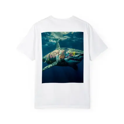 Graffiti Shark Swimming Deep Ocean Water