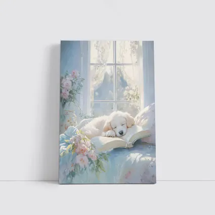 Golden Retriever Puppy Sleeping Soft Floral