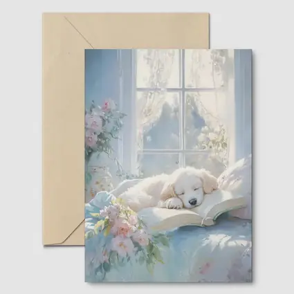 Golden Retriever Puppy Sleeping Soft Floral