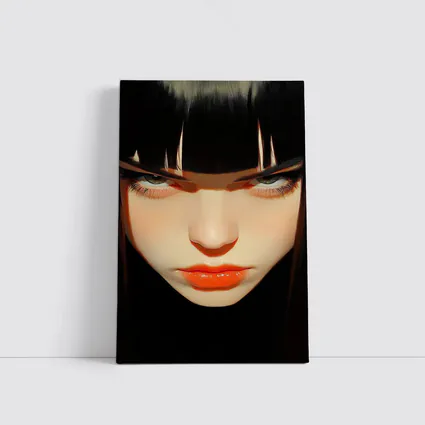 Dark Anime Girl Portrait Black Background