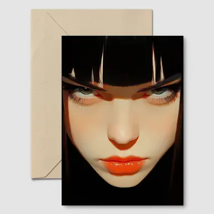 Dark Anime Girl Portrait Black Background