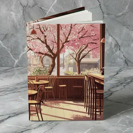 Anime Cafe Interior Cherry Blossoms Spring