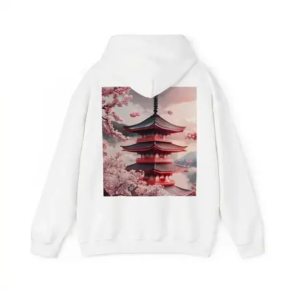 Red Japanese Pagoda Cherry Blossoms Mountain