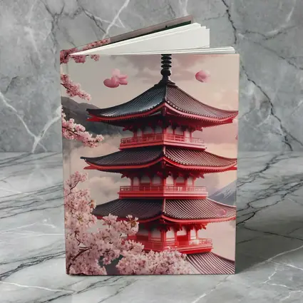 Red Japanese Pagoda Cherry Blossoms Mountain