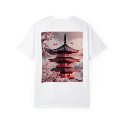 Red Japanese Pagoda Cherry Blossoms Mountain