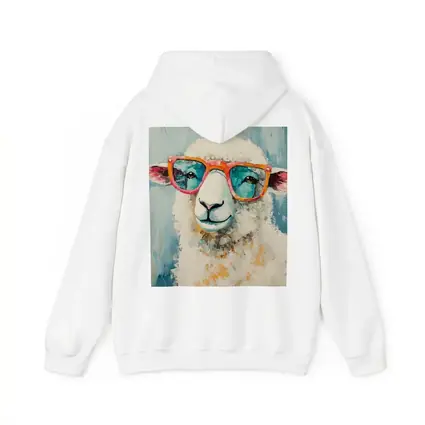 Funny Sheep Wearing Pink Sunglasses Blue Background