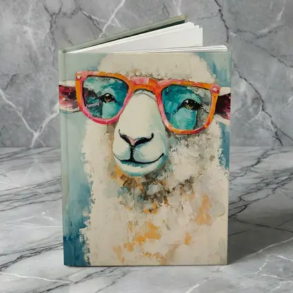Funny Sheep Wearing Pink Sunglasses Blue Background