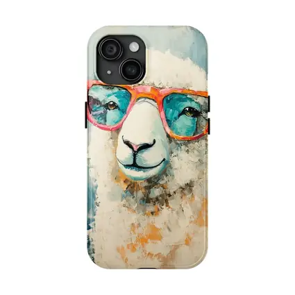 Funny Sheep Wearing Pink Sunglasses Blue Background