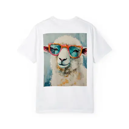 Funny Sheep Wearing Pink Sunglasses Blue Background