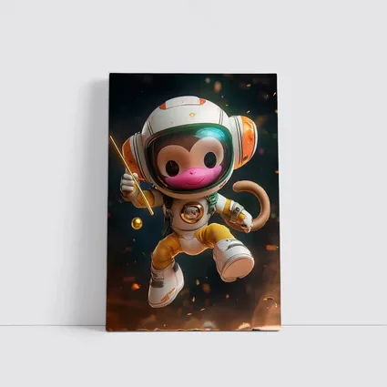 Cute Monkey Astronaut Floating In Space