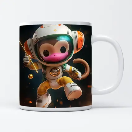 Cute Monkey Astronaut Floating In Space