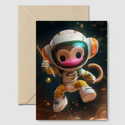 Cute Monkey Astronaut Floating In Space