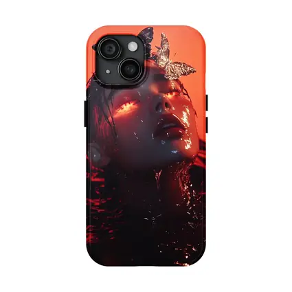 Woman Rising From Water Red Butterflies