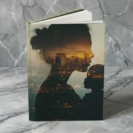 Mother and Child Double Exposure City Sunset