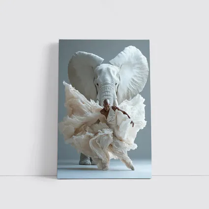 Dancer Merging With White Elephant Art
