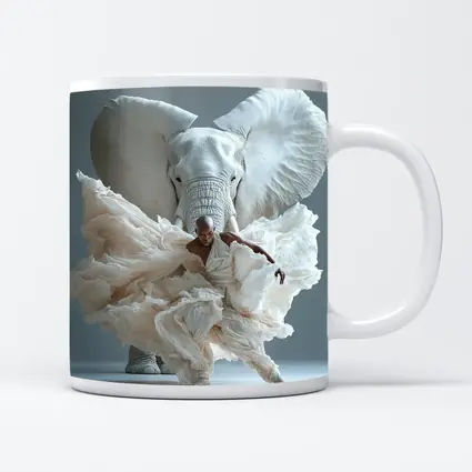 Dancer Merging With White Elephant Art