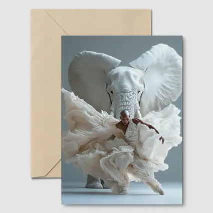 Dancer Merging With White Elephant Art