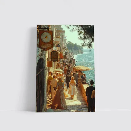 Victorian Coastal Promenade Crowded Seaside Street Scene