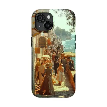 Victorian Coastal Promenade Crowded Seaside Street Scene