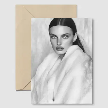 Black and White Fashion Model Fur Portrait