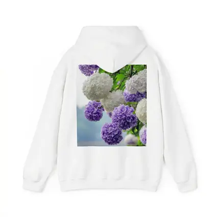 Purple White Hydrangea Blooms Over Lake