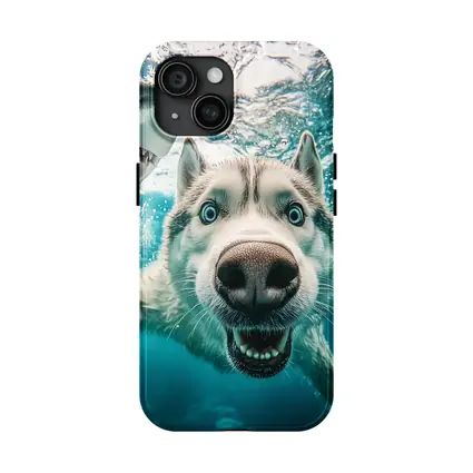 Siberian Husky Selfie Underwater With Shark