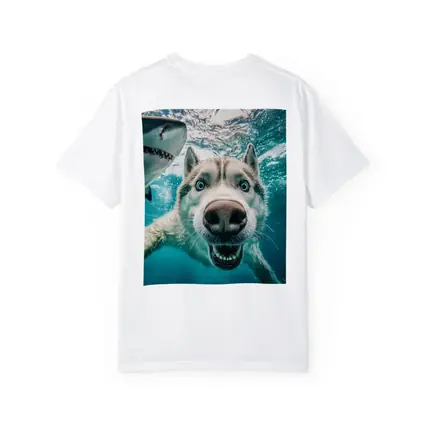 Siberian Husky Selfie Underwater With Shark