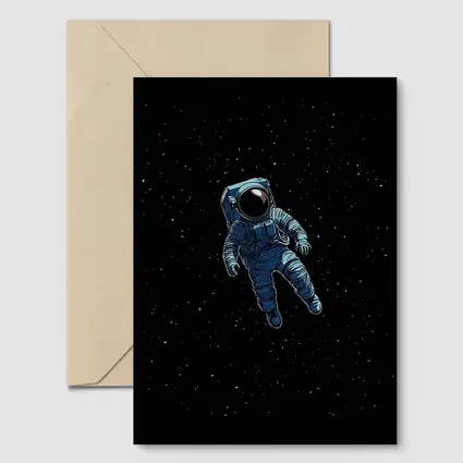 Astronaut Floating Alone In Deep Space