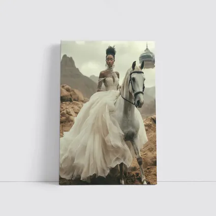 Black Woman White Horse Desert Fantasy