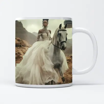 Black Woman White Horse Desert Fantasy