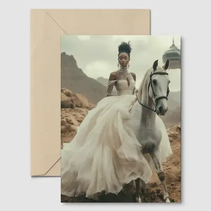 Black Woman White Horse Desert Fantasy