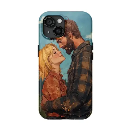 Couple Embracing Meadow Comic Art Style